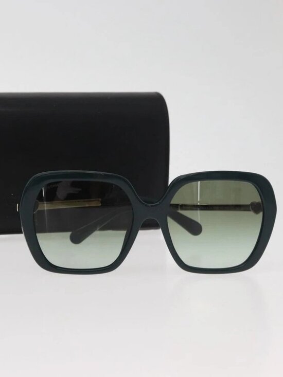 CHANEL Sunglasses plastic Green CC Auth BA12623M main image 5